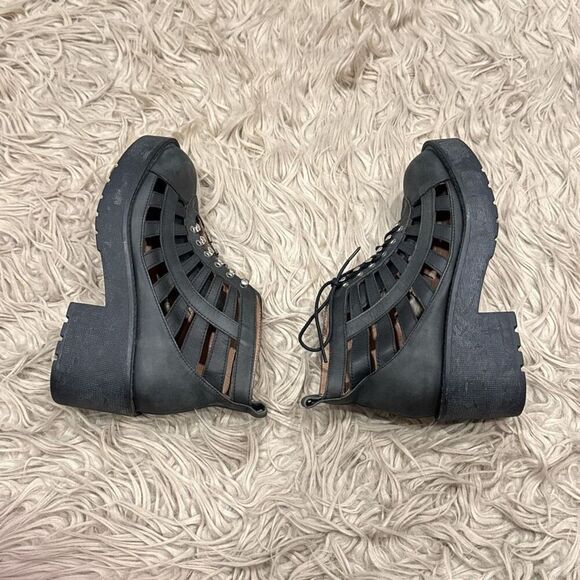 Jeffrey campbell leather cutout lace up booties 7.5 - Picture 7 of 12